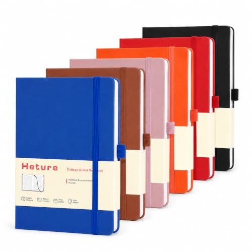 Heture Hardcover Notebooks, 6 Packs A5 Lined Journals Notebook for Writing 160 Pages, 8.2 x 5.5 inch, 6 Colors Classic Ruled Notebooks for College/Work/Travel (Assorted Color, 6 Pack) - color: Assorted Color, size: 6 Pack