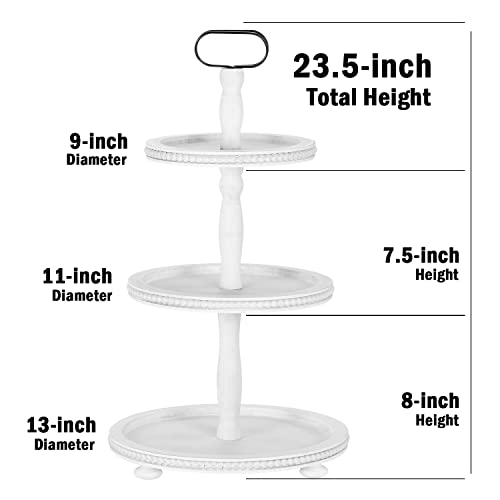 Urban Deco Wooden Tiered Tray 3-Tier Decorative Tray Farmhouse Serving Tray - style: 3 tier-white