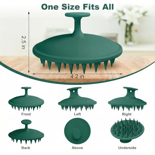 Meartchy Silicone Scalp Massager Shampoo Brush, Scalp Brush for Hair Growth & Dandruff Removal, Hair Scrubber Scalp Stimulator Exfoliator Brush with Soft Bristles for Wet Dry Scalp Care (Dark Green) - color: Dark Green