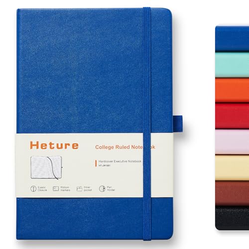 Heture Hardcover Notebooks, A5 Lined Journals Notebook for Writing 160 Pages, 8.2 x 5.5 inch, Blue Colors Classic Ruled Notebooks for College/Work/Travel (Blue, 1 Pack) - color: Blue, size: 1 Pack
