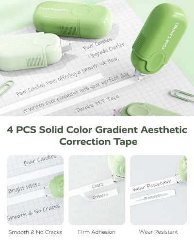 Four Candies Green School Supplies with Case College Essentials - color: Green