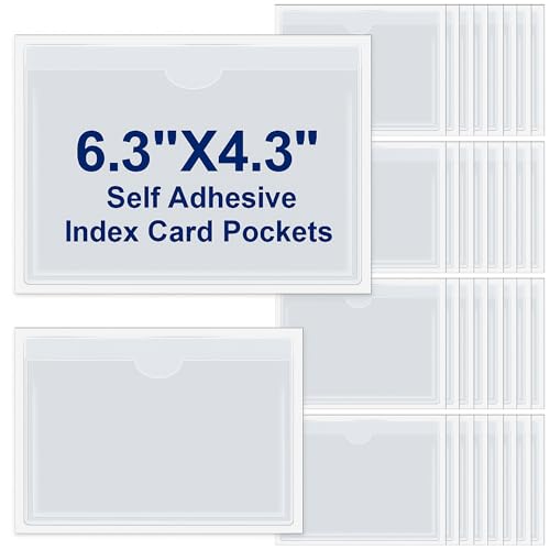 Chinco 30 Pcs Self Adhesive Index Card Pockets Bins,6.3×4.3 Inches - size: 6.3 x 4.3 Inches