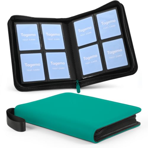 4 Pocket Card Binder, 160 Pockets Mini Trading Card Binder with Side Loading Pockets, Zip Closure and Water-Resistant Diamond-Textured Cover for TCG and Sports Cards - color: Teal Green, size: 4-Pocket