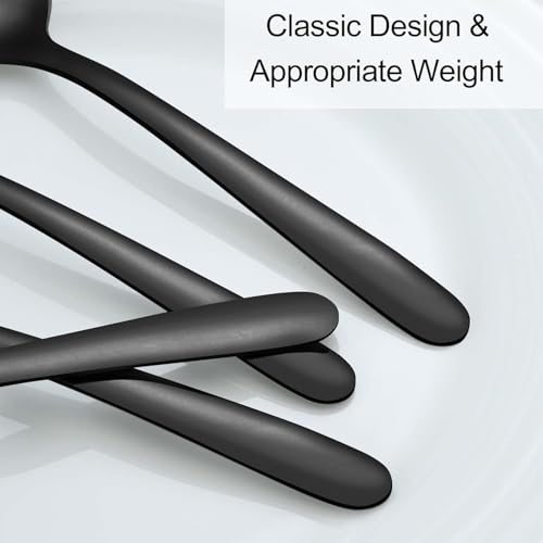 Pleafind 36Pcs Black Dinner Spoons Set - 7.4 inch, Spoons Silverware, Stainless Steel Spoon, Mirror Polished Tablespoon, Black Silverware Set for Home, Kitchen, Restaurant, Dishwasher Safe - size: 36 Pcs 7.4'' Black Dinner Spoons