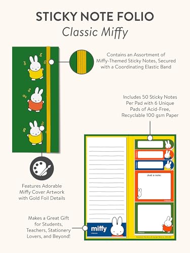 Studio Oh! Classic Miffy Sticky Note Folio, 50 Notes Per Pad, Artwork Set