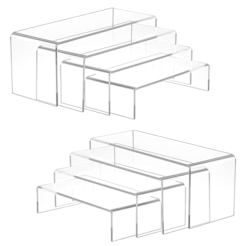Acrylic Display Risers (7" L~9" L), 2 Sets Clear Tabletop Display Stand