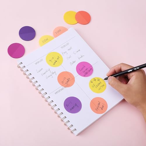 Mr. Pen- Round Transparent Sticky Notes, 1.8”, 8 Pads with Black Fineliner - color: Sunset, size: 400 Sheets