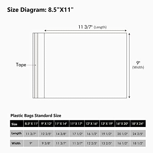 50 Pack Acid-Free Crystal Clear Sleeves Storage Bags for 8.5x11 Art Prints - size: 8.5x11 50 Pack