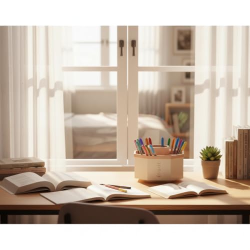Jekelife 360 Degree Rotating Pen Holder,5-Compartment Desk Organizer,Pink - color: Pink, size: B