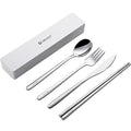 DEVICO Reusable Utensils for Lunch Box,5Pcs Travel Silverware Set with Case