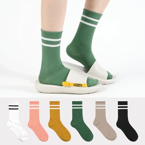 Womens Cotton Crew & Ankle Socks, Cute Floral Ruffle Colorful Tube Size 6-9 - color: Tube Striped a