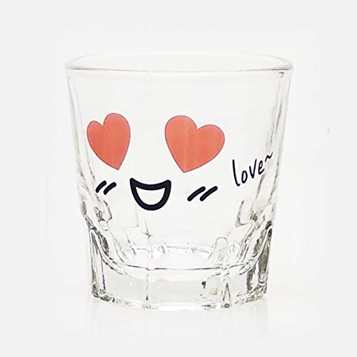 LENITH] Korean Soju Shot Glasses Sets, 1.7 oz, Character Clear Glass, Heart Shaped Glass for Whiskey,Tequila and Liquor. (Characters) - color: Characters