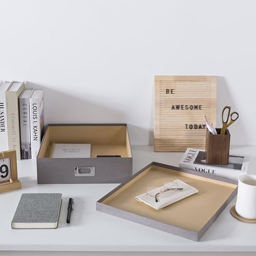 Soul & Lane - Gray Photo Scrapbook Storage Box with Lid, 14.8x13x3.7 In - color: Gray
