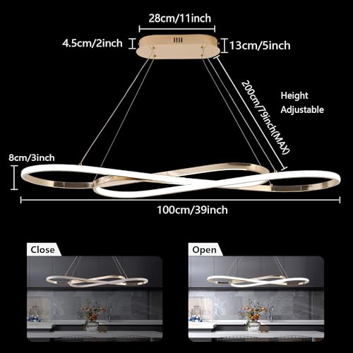 Electroplated Gold Modern LED Pendant Chandelier - color: Electroplated Gold, size: 39.37in