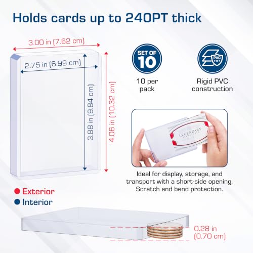 BCW 240 Pt Thick Card Topload Holders for Relic and Patch Cards, 10 Count - color: 240 Pt. / 7 Mm