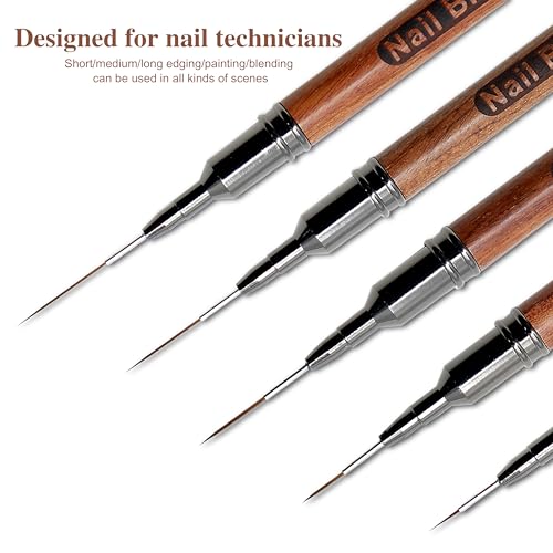 Nail Art Liner Brushes, Natural Color, 5Pcs Wooden - color: Wood