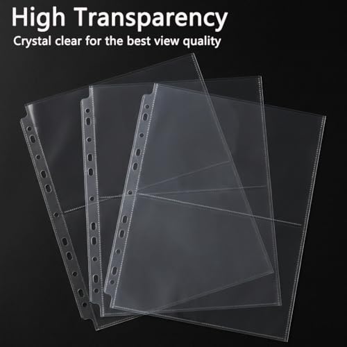 50 Pack 5x7 Photo Sleeves for 3 Ring Binder, Clear Protectors, 200 Pockets