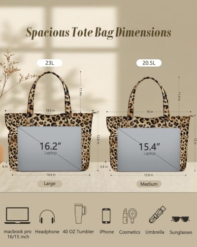 Miss Adola Large Aesthetic Corduroy Tote Bag for Women - color: Leopard, size: Medium