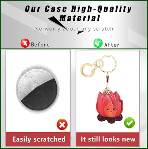 BORKUANA PU Leather Keychain holder Protective Case Compatible with AirTag - color: Bonfire Red