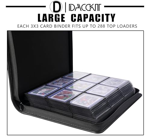 D DACCKIT Top Loader Binder，9 Pocket Top Loader Binders with Sleeves for 3" x 4" Rigid Card Holders for Trading Cards or Sports Cards - Model C，Classic Black - color: Classic Black