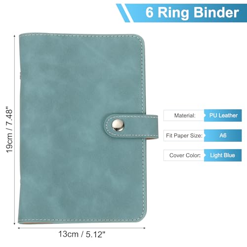 PATIKIL A6 PU Leather Binder Cover 6 Ring Loose Leaf Light Blue - color: Light Blue, size: A6