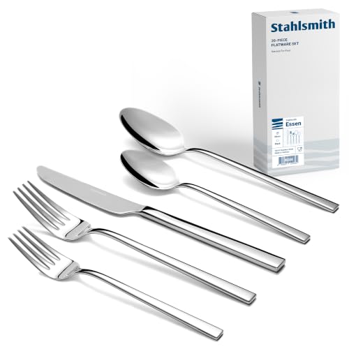 20-Piece Durable 18/10 Silverware Set, Stainless Steel Flatware (Essen) - size: Set of 20 for 4
