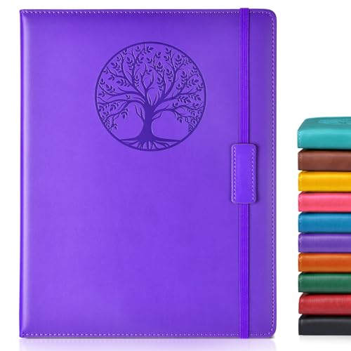 Biuwory Leather Journal Notebook, 256 Thick Lined Pages, Hardcover 8.6"×11" - color: Purple, size: Lined-256 Pages (8.6"×11")