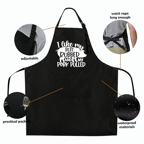 Funny Black Apron with Pockets for Man,Dad,Husband,Father in Law,Chef Daddy Women Grilling Apron BBQ Cooking Gifts - color: Apron-4