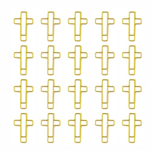 20 PCS Cross Paper Clips, Bookmark, Paper Clips for Bibles Study Supplies, Bible Study Kit Cute Binder Clip, Christian Gifts (Gold) - color: Gold