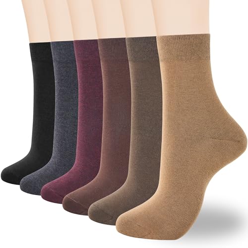 ATBITER Women Thin Cotton Crew Socks,Ankle Bootie Casual Dress Socks 6Pairs - color: 6 Pairs Cute Color, size: 5-9