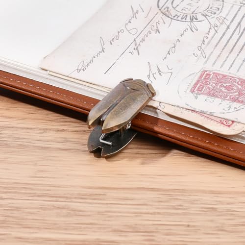 CRASPIRE 2Pcs Insect Metal Book Binder Clips Alloy Journal Clip Paper Clamps Vintage Bronze Notebook Cicada Traveler Clip Planner Page Holder Reading Accessories for Scrapbook Photo Decoration - style: 2Pcs Insect