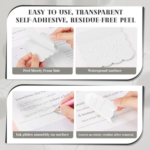 Eaasty 400 Sheets Transparent Sticky Notes 8 Pads Scalloped, Clear White - color: Clear White