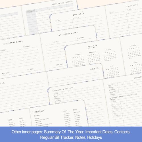 &And Per Se 2027 Planner, 12-Month Monthly & Weekly, 2027 Calendar Planner with 100gsm Paper, A5 Hardcover Faux Leather, 5.7" x 8" (Blue Flowers) - color: Blue Flowers, size: 5.7" x 8"(Jan 2027-Dec 2027)