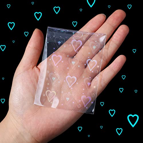 Tinlade 200 Pcs Laser Flashing Kpop Holographic Photo Card Sleeves