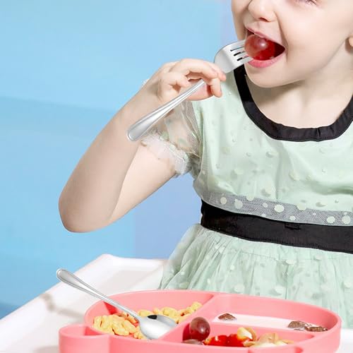 LIANYU 12-Piece Kids Silverware Set, Stainless Steel Toddler Utensils Set - color: Silver