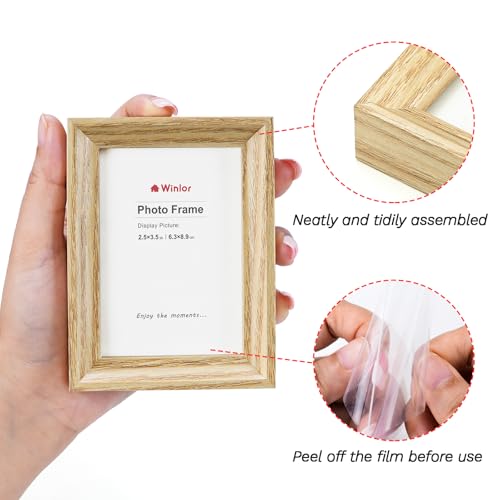 Mini Picture Frames 2.5x3.5 Inch (6-Pack) - Small Photo Frames, for Wall, Table, Home, Office Decoration, Durable Compact Polaroid Frame Set for Family, Natural - color: Natural
