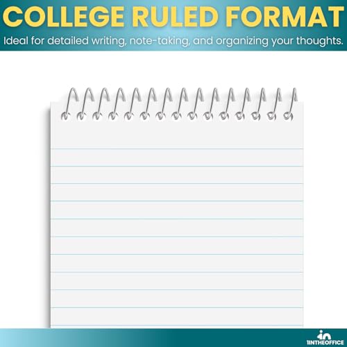1InTheOffice Wirebound Memo Pads, 4" x 6", College, Assorted, 50 Sheets/Pad, (10 Pads)