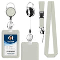 Lanyard with ID Holder Gray ID Badge Holder for Student Nurse Worker 7x11 cm - color: Gray