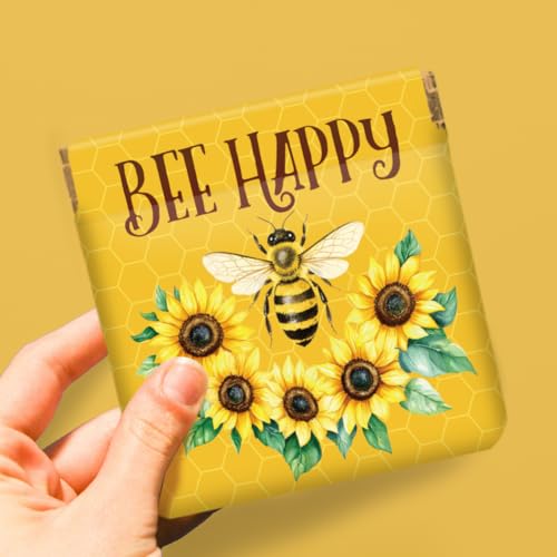 Peacoblue Bees and Flower Coin Purse,PU Leather Squeeze Pouch 4PCS - style: Bees and Flower