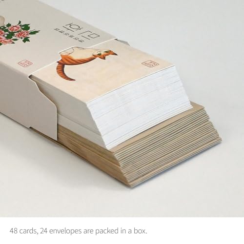 Monolike Day by Day Card, 102 Minhwa Ivory Series. 1 - Mix 48 Mini Single cards, 24 envelopes Package - color: 102 Minhwa Ivory Series. 1