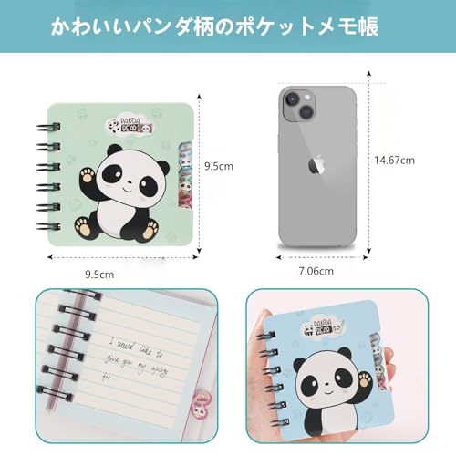 Mini Panda Notebooks for Kids,Kawaii Small Notebook Notepad for Girls - color: Happy Panda