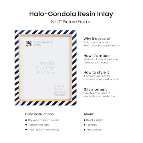 Handicrafts Home Decorative Resin Inlay & Brass Blue Picture Frame, 8x10 - color: HALO-GONDOLA, size: 8X10