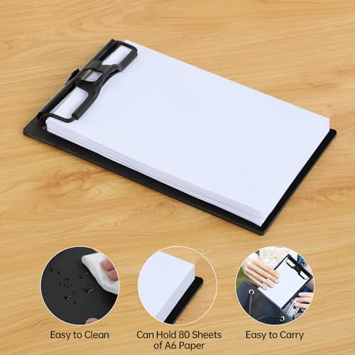 FRETONBA Mini Clipboard 4x6 Inch with Pen Holder, 2 Pack, Black - style: 2Pack-Black