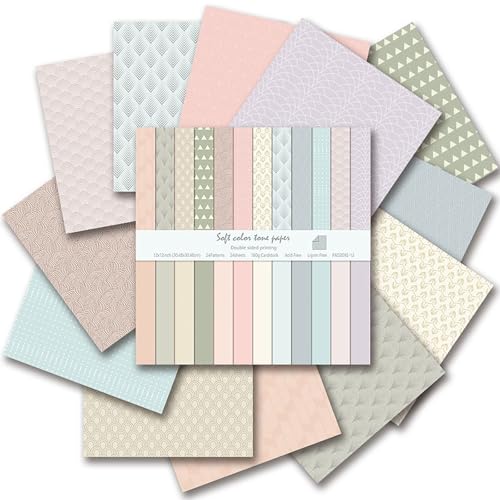 12"X12" Scrapbook Paper, 24 Sheets Double-Sided Pastel Boho Patterned Paper - color: Boho1