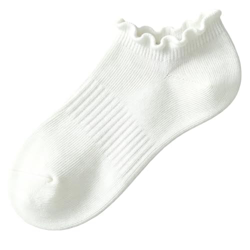 No Show Socks Womens Low Cut Non Slip Ruffle Ankle Socks 6 Pairs - color: White（6 Pairs）