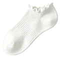 No Show Socks Womens Low Cut Non Slip Ruffle Ankle Socks 6 Pairs - color: White（6 Pairs）