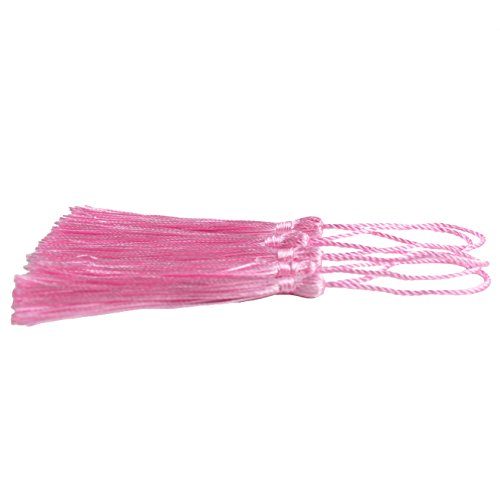 100Pcs 5 Inch Silky Bookmark Tassels for Jewelry, Souvenir(Pink) - color: Pink