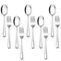 E-far Toddler Utensils, 10-Piece Stainless Steel Kids Fork and Spoon Set - color: Silver