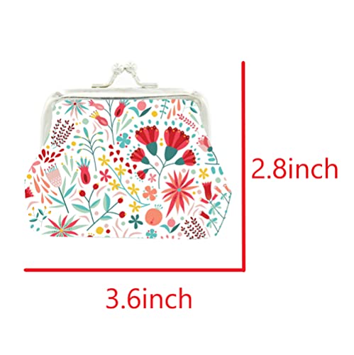 Lovely Flowers Pattern Coin Purse- Mini Flower Design Clasp Pouch Wallet Key Bags Money Bag, Perfect Gifts for Girls Purses Women Wallets Buckle Party Favors - color: white