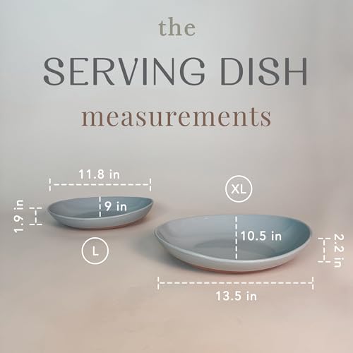 Mora Ceramic Large Serving Bowls- Set of 2 Oval Platters for Entertaining. Modern Kitchen Dishes for Dinner, Fruit, Salad, Turkey, etc. Oven, Dishwasher Safe, 55/35 oz, 13.5" / 11.8" - Earl Grey - color: Earl Grey, size: XL & L